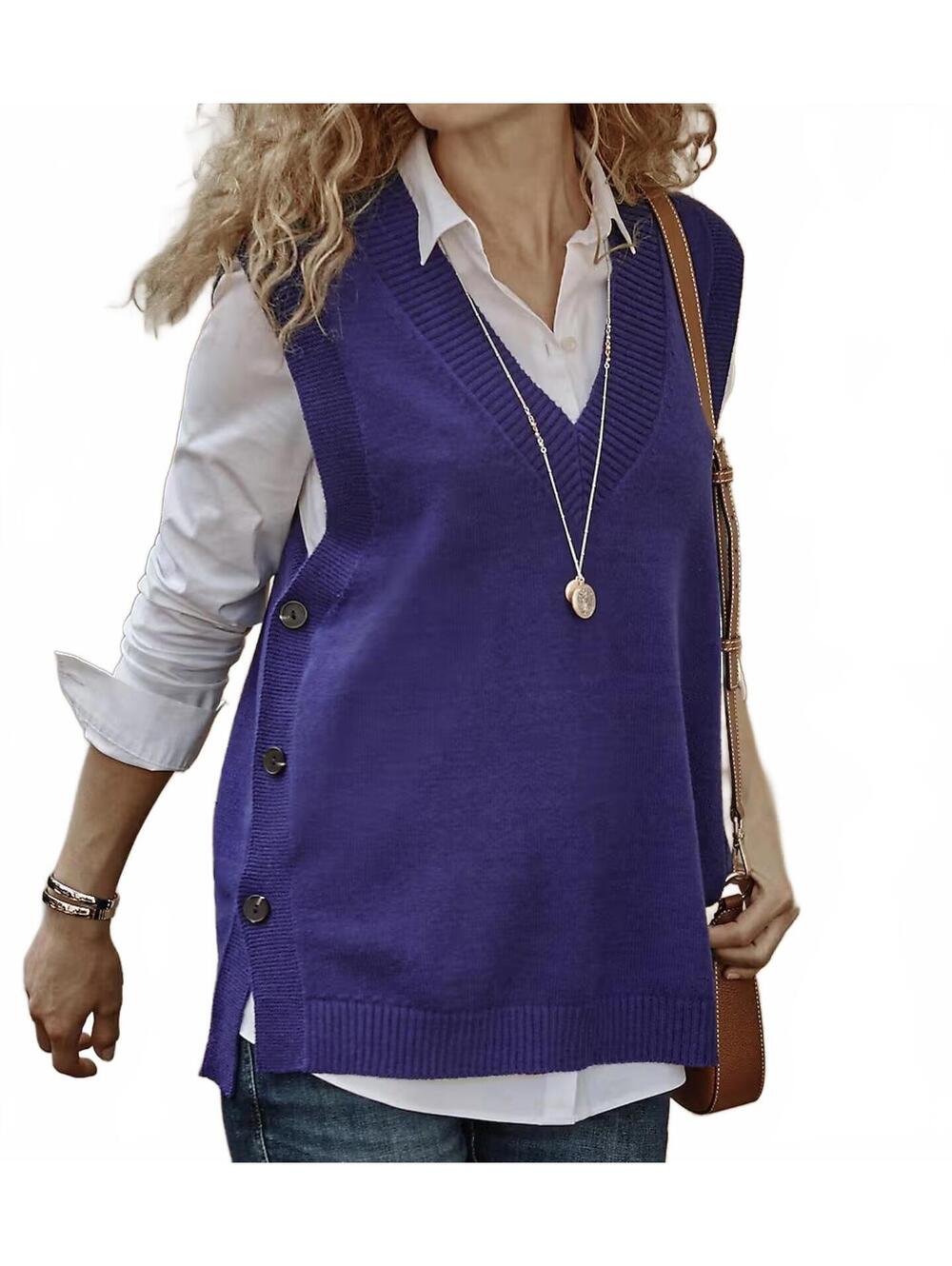 J. Jill Petite Side-Button Vest Sweater Majestic Violet NWT Size SP